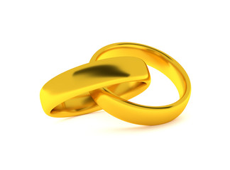 Two golden rings, 3d render