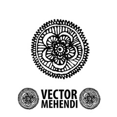vector set : illustration mehendi, henna tattoo 