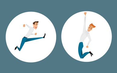 Set of successful happy business.