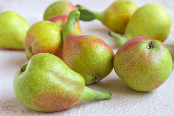 Still life - bright fruit on light fabric. 