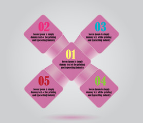 Vector abstract pink squares background business infographic