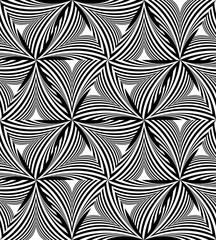 Fototapeta premium Seamless Monochrome Curved Triangle Pattern. Visual Volume Effect. Polygonal Geometric Abstract Background. Suitable for textile, fabric, packaging and web design. Vector Illustration.