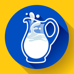 Glass milk jug with splash fresh