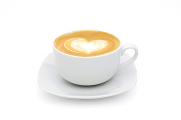 Hot coffee cafe latte in white background
