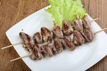 Chicken hearts skewer