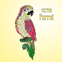 Zentangle stylized cartoon parrot.