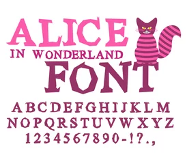 Foto op Aluminium Alice in Wonderland font. Fairy ABC. mad Alphabet  Cheshire Cat. © maryvalery