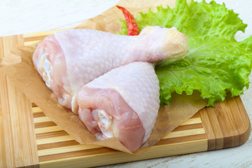 Raw chicken leg