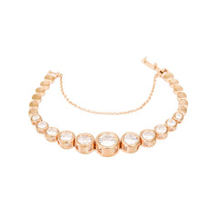 Golden diamond bracelet isolated on white