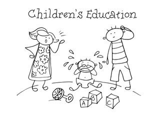 Children`s education. Kids Health. Graphic hand drawn sketch in vector.