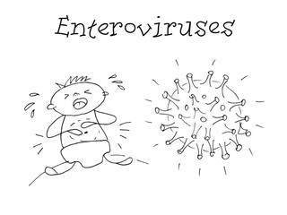 Viruses. Kids Health. Graphic hand drawn sketch in vector.