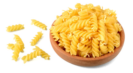 fusilli pasta in the wooden plate
