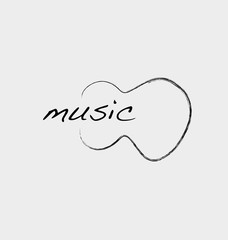 guitar icon with word on black background