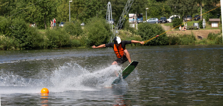 wakeboarding on a lake