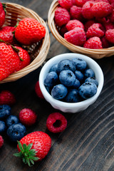 Berries on rustic table