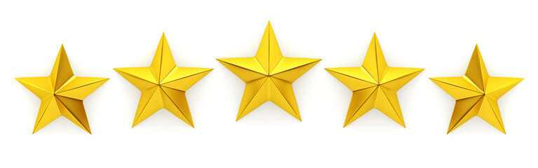 Five golden stars - 3d rendering
