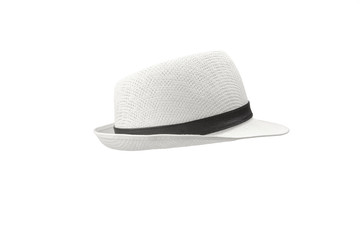 White fashion hat isolated on white background