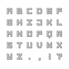 isometric 3d mono spaced grid structure vector alphabet