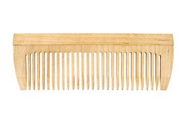 Wooden comb isolated on white background