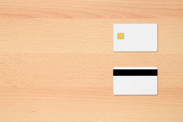 Blank credit cards on office desk