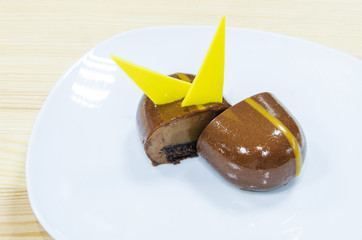 Chocolate cake on a plate