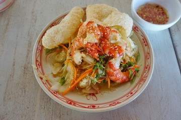 Dish of Vietnamese pomelo and shrimp salad