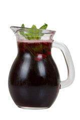 Cooling drink of blueberries with lemon and mint leaves.