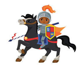 Brave Knight riding on a horse ready for battle.