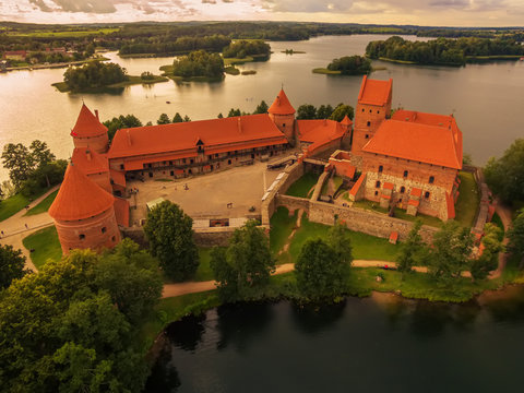 Trakai, Lithuania: Island Castle in the sunset
