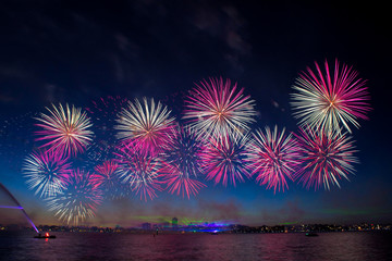 Colorful fireworks display in celebration night