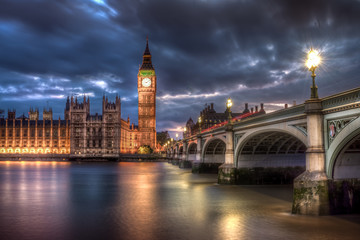 Fototapeta na wymiar Big Ben and Parliament view at dusk. London, UK