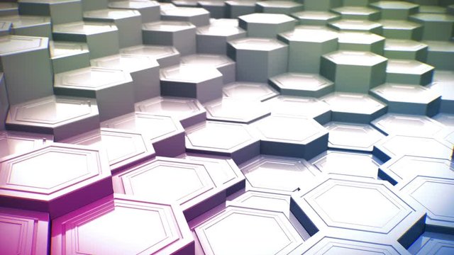 Fly Over Landscape of Hexagonal Pillars