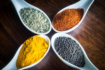 Organic Colorful Indian Spices and Herbs