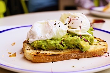 Poached egg with avocado on toast