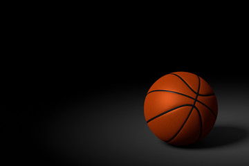 Basketball Ball on Black Background, 3D Rendering