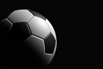 Fototapeta na wymiar Soccer Ball on Black Background, 3D Rendering
