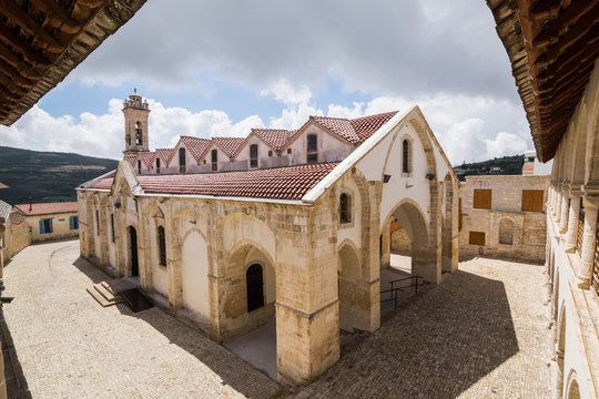 OMODOS, CYPRUS - MAY 2016: Timios Stavros orthodox monastery
