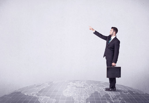 man standing in front of city landscape