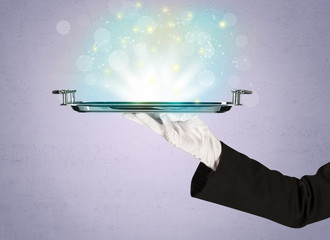 Bright lights presented on tray by waiter