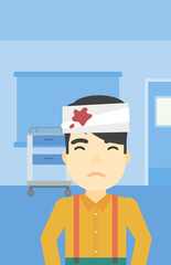 Man with injured head vector illustration.