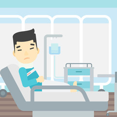 Man with neck injury vector illustration.