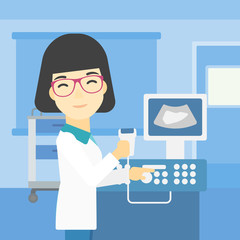 Female ultrasound doctor vector illustration.