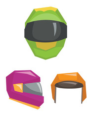 Motorbike classic helmets vector illustration.