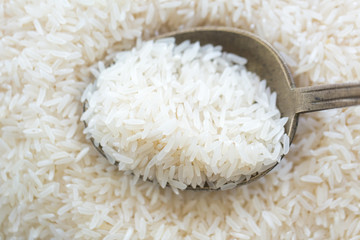 Rice with spoon, Jasmine Rice, Thai Rice, White Rice.