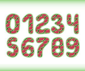 Pink watermelon numbers 1234567890 in