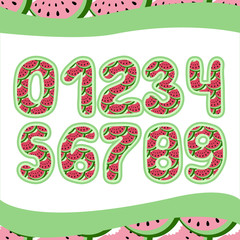 Pink watermelon numbers 1234567890 in