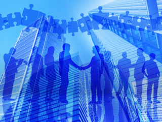 business puzzle building background