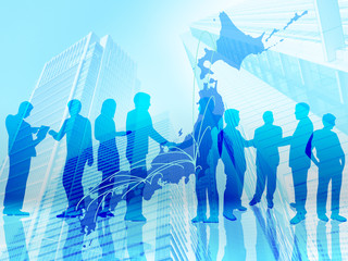 Obraz premium business handshake japan background