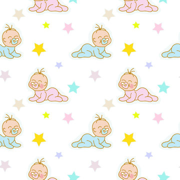 Baby toddler girl and boys seamless childish pattern

