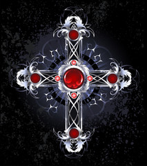 Silver Cross with Rubies
